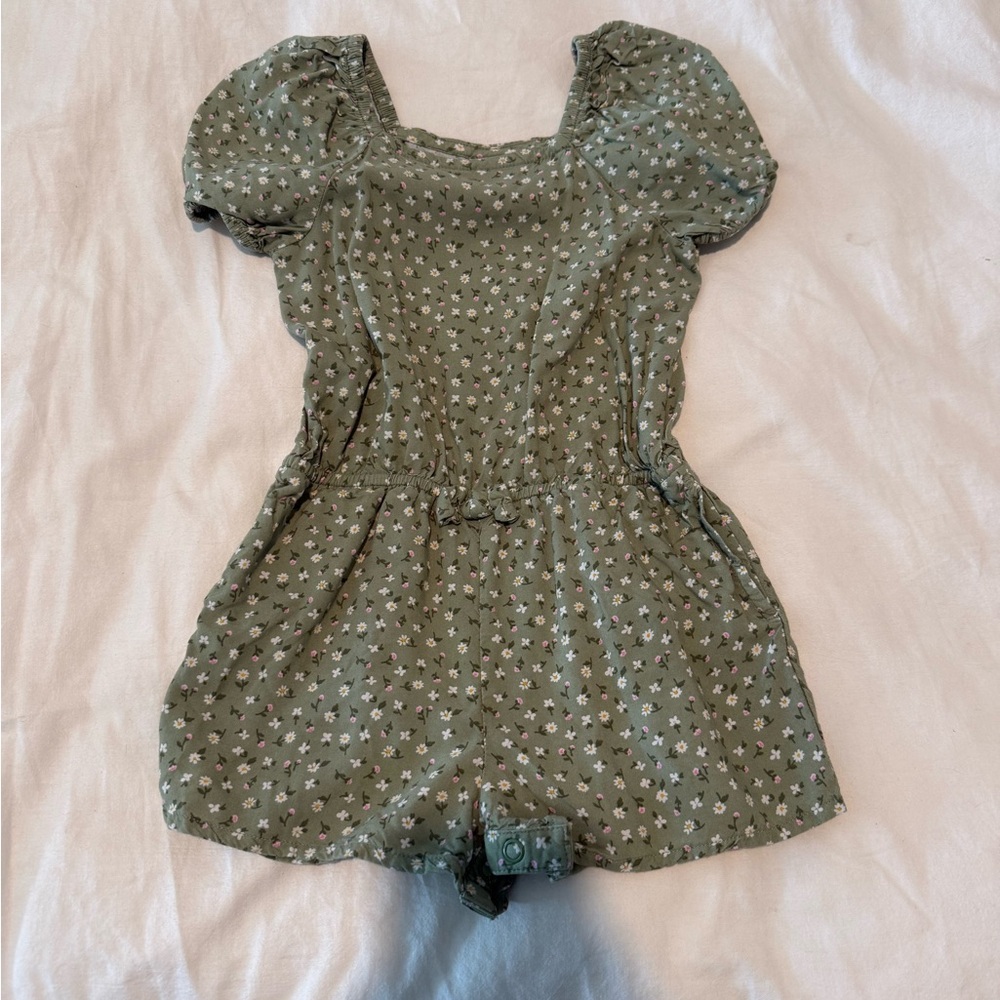 Cat & Jack Green Floral Romper